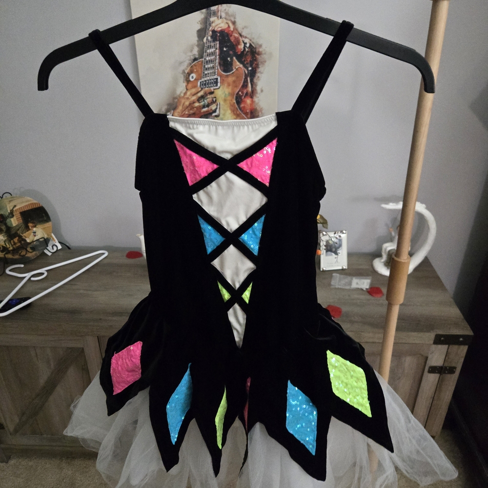 Weissman Black Dance Tutu Dress with Neon Pink, Blue & Lime Accents